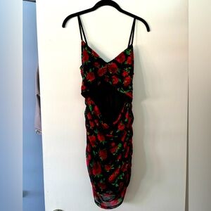 NBD Black & Red Scrunched Mini Dress